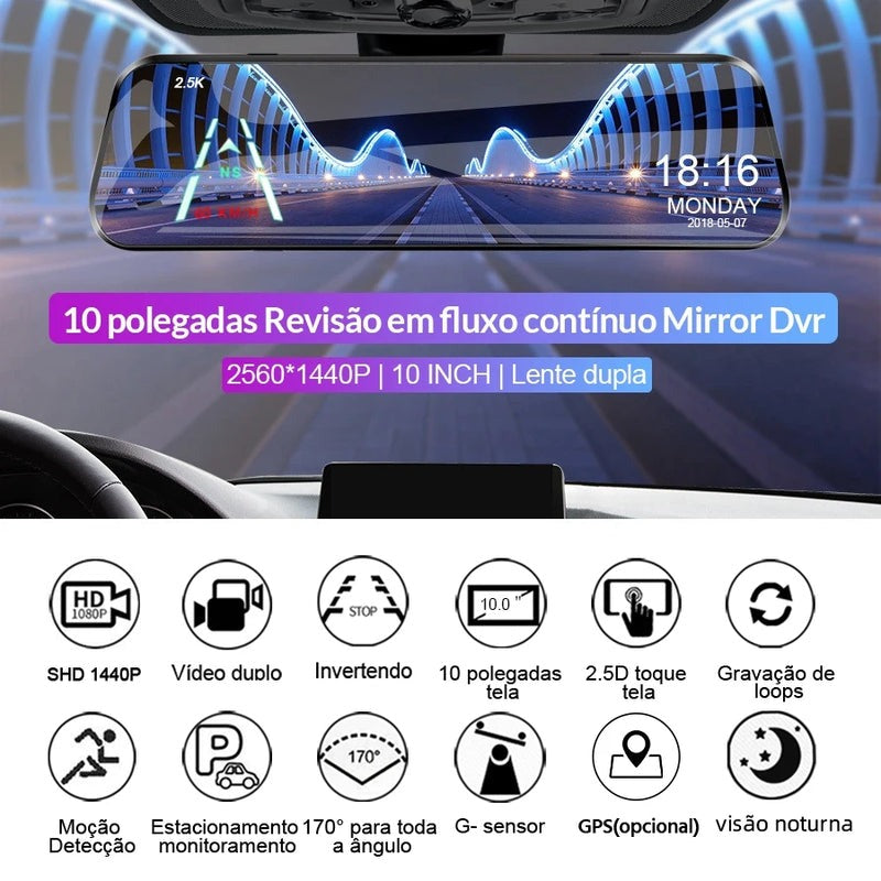 Câmera de painel espelhada , controle de voz, 4k , espelho retrovisor.