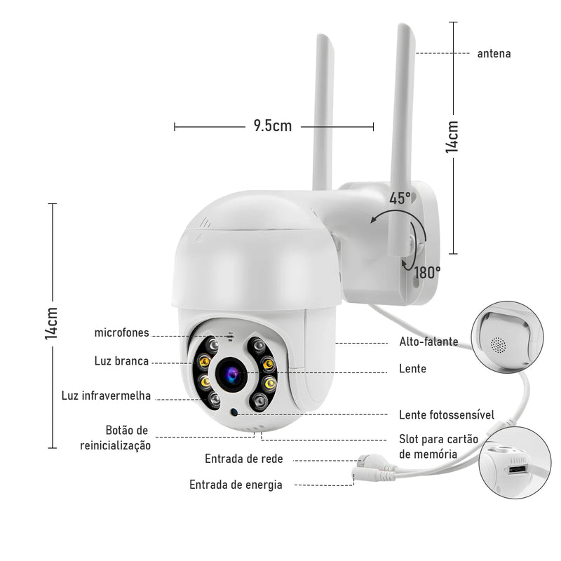 Câmera Segurança Wi-fi 360 1080p full HD IP66  inteligente