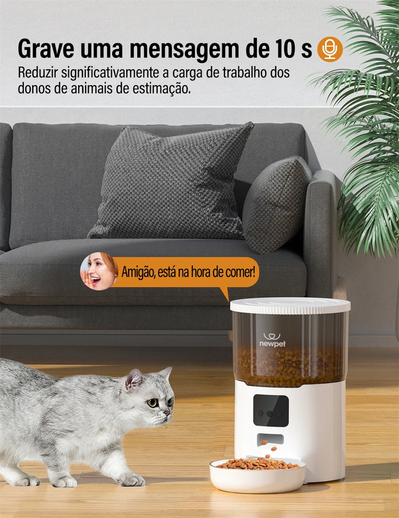 Alimentador Automático 4L para Gatos e Cães com Controle Remoto wifi