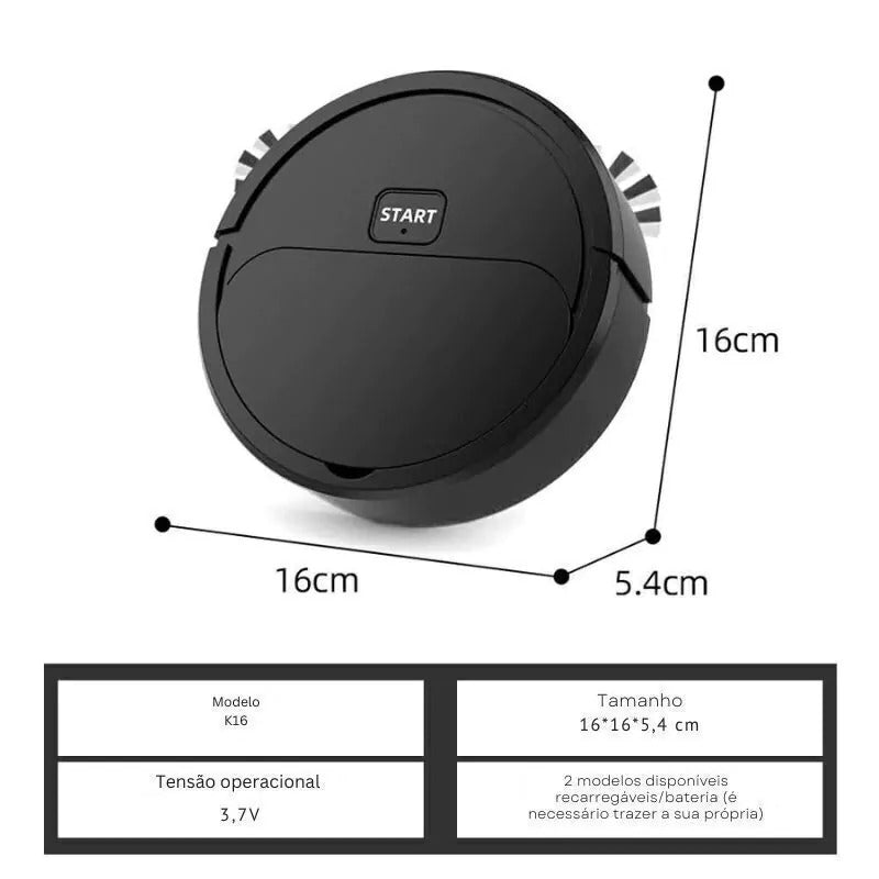 Aspirador Robo Automático - Robo Aspirador de Pó e Passa Pano